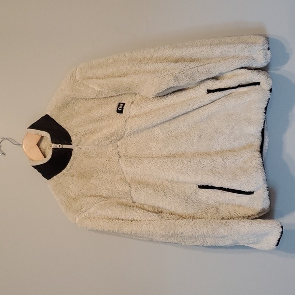 Zyia Womens Fluffy Cream  Cozy Pullover 1/4 Zip Sweater Sweatshirt Pullover sz L - Picture 2 of 8